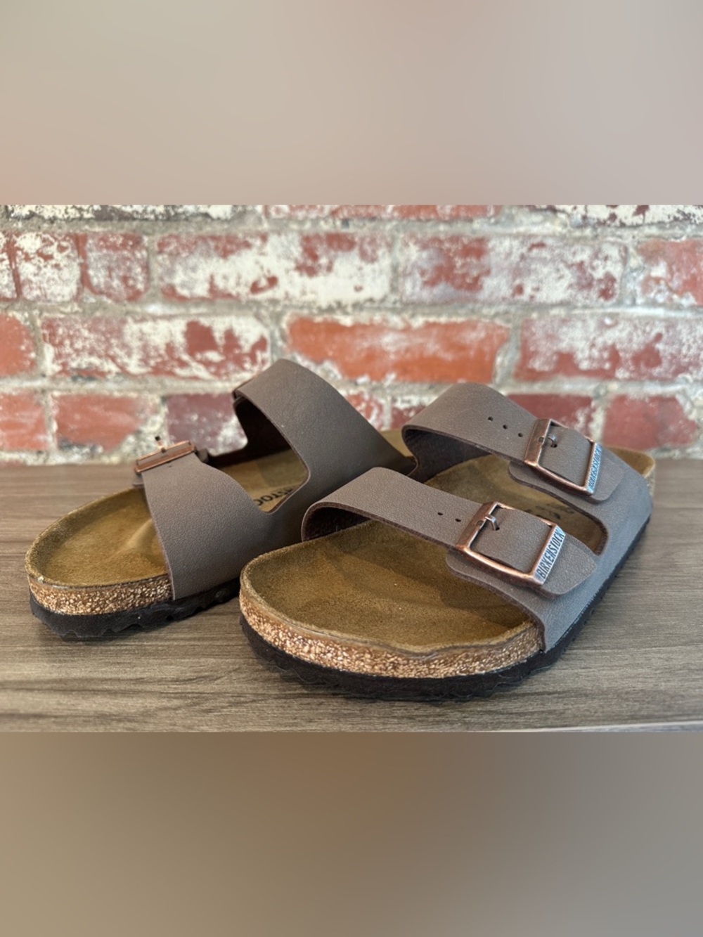 Birkenstock Brown Two-Strap Arizona Sandals